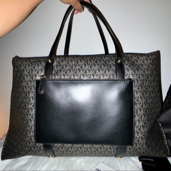 🌺 NWT Michael Kors MMK x 007 Beck XL Metallic Logo Weekender + Free Gifts 🌺 - Picture 5 of 15